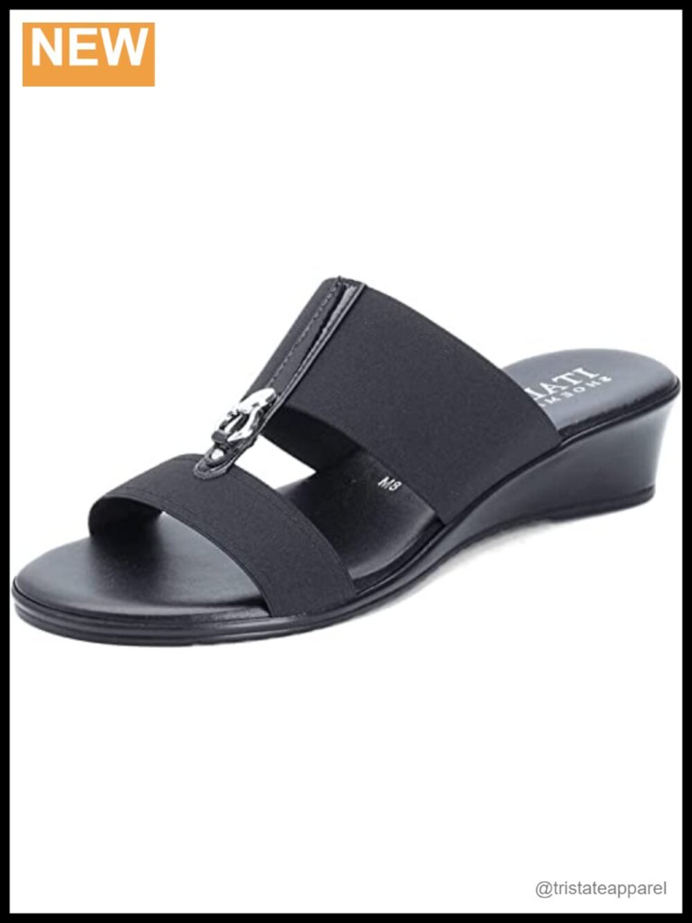 Italian Shoemakers Avery Wedge Sandal Slip On Rhinestone Padded - Picture 1 of 4